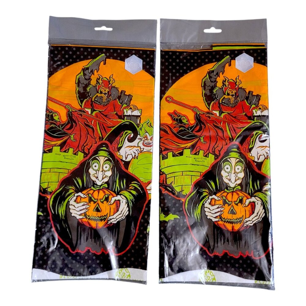 LOT OF 2 Disney Villains Haunted Halloween Party Plastic Tablecover 54‎ x 96 Set